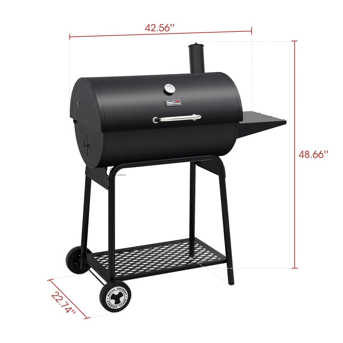 Royal Gourmet CC1830 30 Barrel Charcoal Grill with Side Table,#5L2