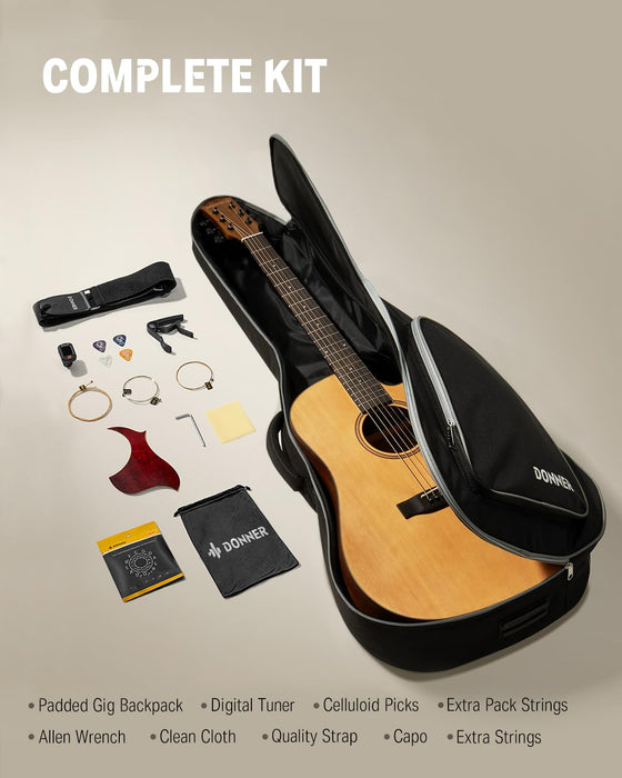 Donner 41” Acoustic Guitar Bundle for Beginners Adults with Online Lesson #6I2