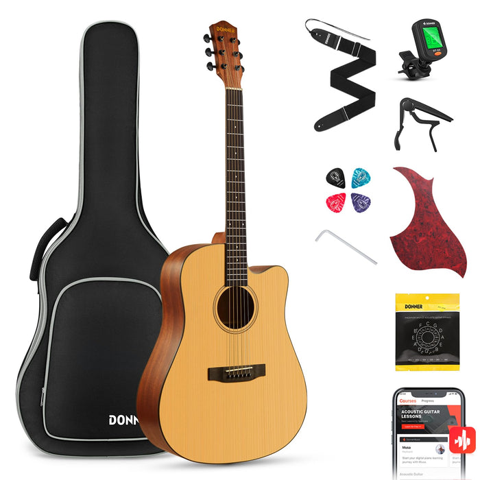 Donner 41” Acoustic Guitar Bundle for Beginners Adults with Online Lesson #6I2