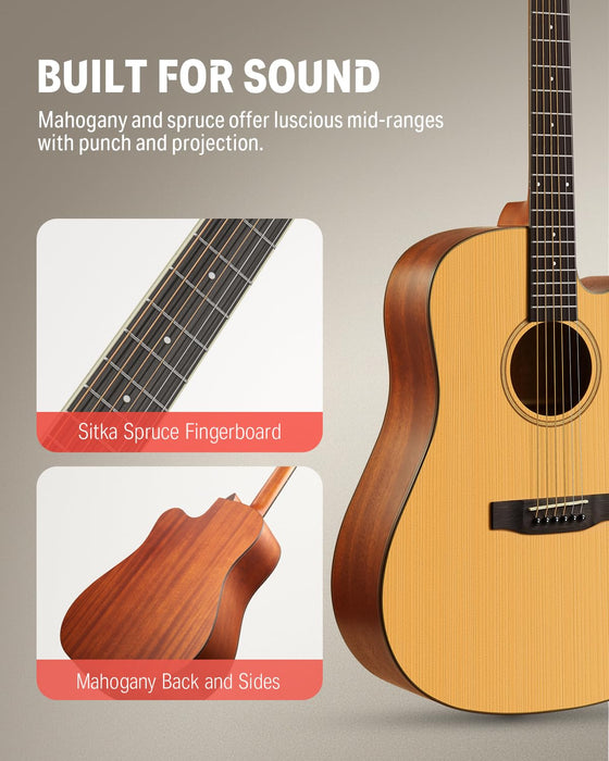 Donner 41” Acoustic Guitar Bundle for Beginners Adults with Online Lesson #6I2