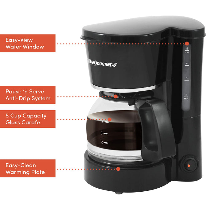 Elite Gourmet EHC-5055 Automatic 5-Cup Brew & Drip Coffee Maker#10A18