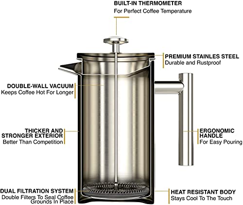 Barista Warrior French Press with Thermometer #12A11